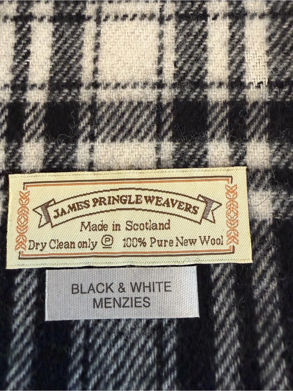 Black & White Plaid Fringe Wrap Scarf - Women Accessories